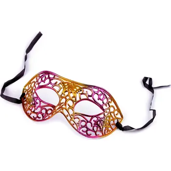 Karnevalová maska Karnevalová maska - škraboška metalická, malé, 2 pink zlatá