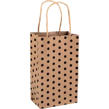 Dárková taška Papírová taška s puntíky 13x21,5 cm, malé, 2 hnědá přírodní černá