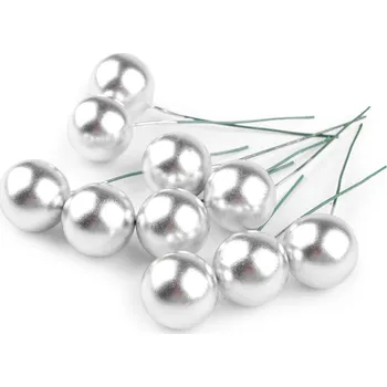 umělá květina Kuličky / bobule na drátku ke tvoření Ø2 cm, malé, 1 stříbrná