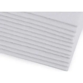 Látková dekorativní plsť / filc 20x30 cm, malé, 3 bílá perlová