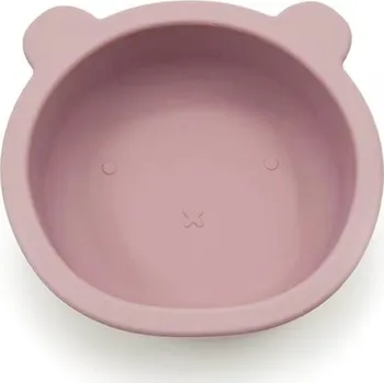 Silikonová miska s přísavkou Medvídek, průměr 12 cm - růžová