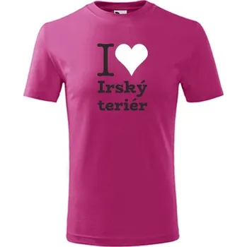 Purpurové dětské tričko I love Irský teriér - dárek pro malého pejskaře / pejskařku - barva purpurová - velikost 12let
