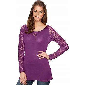 Dámský svetr LINEA TESINI FIALOVÝ SVETR S KRAJKOU VEL. 34