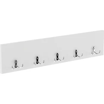 Věšák BÍLÝ VĚŠÁK NA ZEĎ S CHROMOVÝM HÁČKEM PRO POLICI NA OBLEČENÍ, MONTÁŽ NA ZEĎ, 65 CM