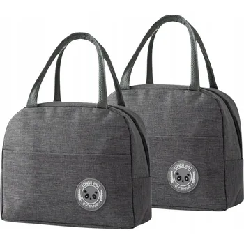 Termobox SADA 2x OBĚDOVÝ BOX TERMO TAŠKA NA JÍDLO ŠEDÁ NA ZIP