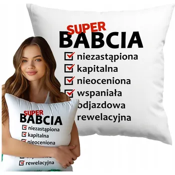 Dekorativní polštářek POLŠTÁŘ S POTISKEM SKVĚLÁ SUPER BABIČKA DÁREK PRO NEJLEPŠÍ BABIČKU