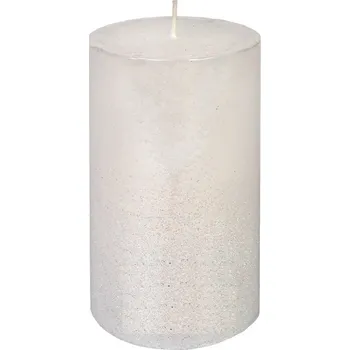 Svíčka válec s bílým flitrem 70x130 mm