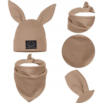 Čepice Sada čepice a dětského šátku hnědá 44 - 48