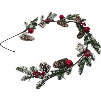 Vánoční dekorace VĚTVIČKA ŠIŠKY KALÍŠKY, KOULEMI A DEKORACEMI 140 CM