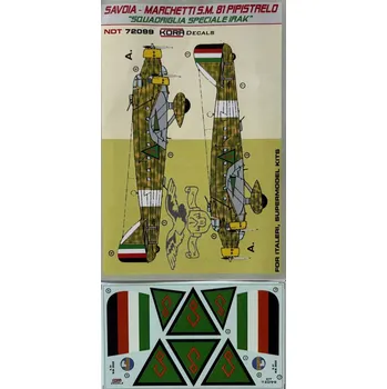 Plastikový model KORA Models 1/72 Decals SM 81 Pipistrelo Squadriglia Spec.Irak