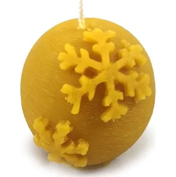 Svíčka Svíčka z včelího vosku - Koule s vločkou