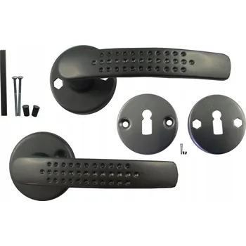 Dveřní kování KLIKA SANDRA ŠEDÁ GRAFIT KULATÝ ROZETA NA KLÍČ