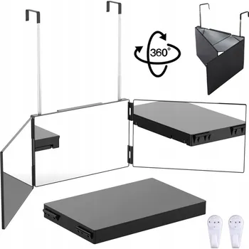 Zrcadlo SKLÁDACÍ ZRCADLO 360 STUPŇŮ, TŘÍDÍLNÉ, PRO LÍČENÍ ZRCADLO + HÁČKY