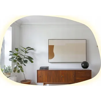 Zrcadlo Zrcadlo LED Organické Přírodní Tvar Japandi Do Koupelny a Šatny