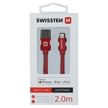 Datový kabel Kabel Swissten USB - Apple Lightning 2 m červený