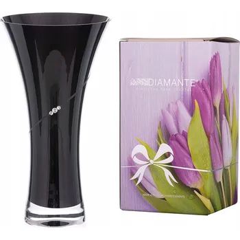 Váza Diamante skleněná váza Silhouette City Black s kamínky Swarovski 25cm