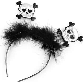 Čelenka Čelenka do vlasů - Halloween, čarodějnice, malé, 2 černá lebka