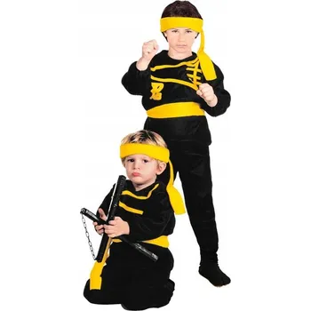 Karnevalový kostým KOSTÝM NINJA KARATEKA MALÝ ČERNO-ŽLUTÝ 104