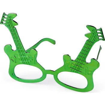 Karnevalový doplněk Párty / karnevalové brýle motýl, kytara metalické, malé, 4 zelená kytara