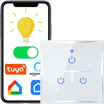 IP kamera LED ZÁSUVKOVÝ VYPÍNAČ SVĚTLA TROJITÝ PREMIUM SMART WIFI SKLENĚNÝ DOTYKOVÝ