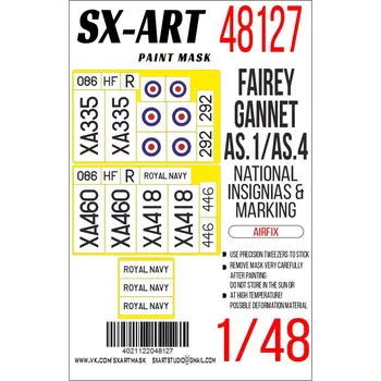 Plastikový model SX-ART 1/48 Paint mask F.Gannet AS.1/AS.4 & Nat.Insignia