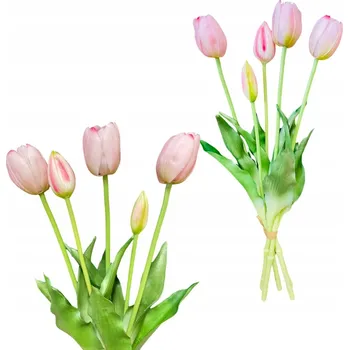 umělá květina GUMOVÁ KYTICE TULIPÁNŮ RŮŽOVÉ TULIPÁNY REAL TOUCH KYTICE KVĚTIN JAKO ŽIVÉ