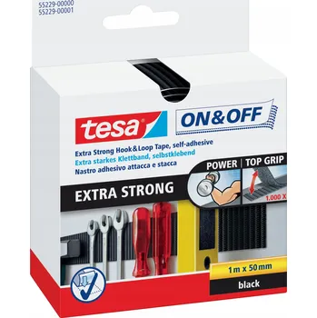 Lepicí páska Samolepicí montážní Suchý Zip na suchý zip Tesa silná 1m x 50mm, černá