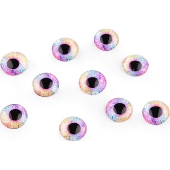 Skleněné oči k nalepení Ø10 a 12 mm, malé, 3 (10 mm) fialová sv.