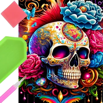 Obraz Diamantová výšivka Lebka Lebka Diamantová malba Mozaiková sada 5D