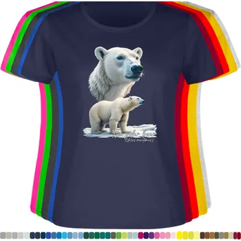 Dámské oblečení damske-levne-bavlnene-tricko-digitalni-potisk-ledni-medvedi Barva: Navy - tmavě modrá, velikost: S