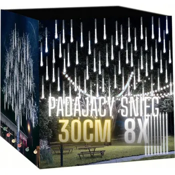Vánoce PADající rampouchy, efekt sněhu, 30 cm LED meteorický déšť, studené bílé LED světýlka, LED girlanda