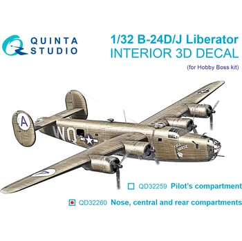 Plastikový model Quinta studio 1/32 B-24D/B-24J Liberator Cent.&Rear Comp.(HOBBY)
