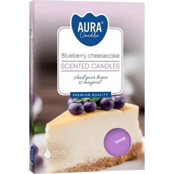 Svíčka Čajová svíčka parafinová Cheesecake s borůvkami Aura 6 ks