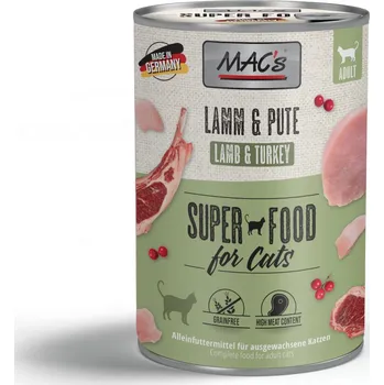 Krmivo pro kočku 6x400g MAC's Cat - jehněčí a krůtí