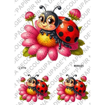 Umělecký papír Rýžový a soft papír na decoupage - Berušky - KB01770 Materiál: Soft, Rozměr: A4