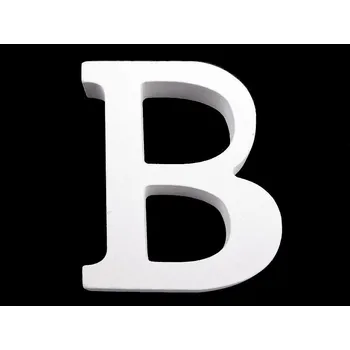 Dřevěná dekorace písmena abecedy, malé, 2 "B" bílá sněžná