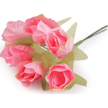 umělá květina Umělá růže na drátku, malé, 3 růžová