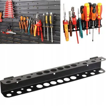 Obraz Lišta na nářadí do dílny 40 cm na šroubováky, 18 dílů, pro panely + držáky
