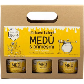 Dárkový potravinový koš Dárkové balení medů s příměsmi 3x230g