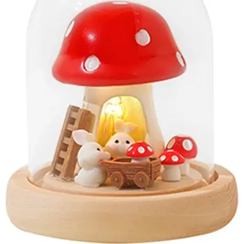 Lampička Dětská Kouzelná Noční Lampa Houbička Zajíčci Svítící Domeček Dárek LED