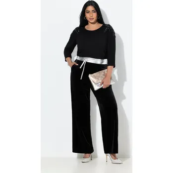 Dámské kalhoty Ulla Popken, Plus size Sametové kalhoty, rozšířené nohavice, komfortní pas pro plnoštíhlé nadměrná velikost, 822570130-1129, černý, 46/48, Nadměrné velikosti, Plus size oblečení, Oblečení pro boubelky, Oblečení pro baculky, Oblečení pro plnoštíhlé, Obleče