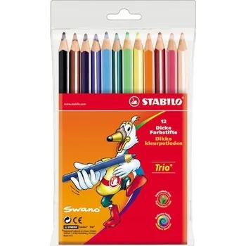 Pastelka Pastelky Stabilo Trio silné, 12 barev v kartonové krabičce