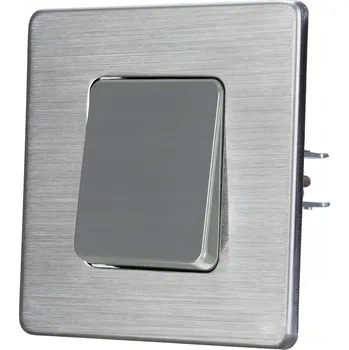 vypínač PRÉMIOVÝ SPÍNAČ JEDNOPÓLOVÝ VYPÍNAČ Kartáčovaná Ocel Šedý plast
