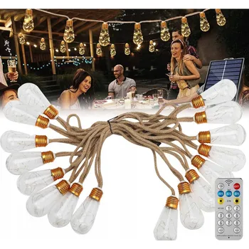 Venkovní osvětlení Solární zahradní girlanda, solární světla, 16x LED žárovka, koule na balkon