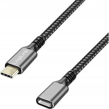 Datový kabel Prodlužovací USB-C 3.2 Gen2 kabel LogiLink C/M na C/F, 1 m, 10 Gbps, 100 W PD, hliníkový