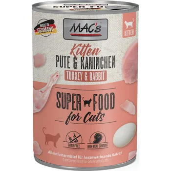 Krmivo pro kočku 6x400g MAC's Cat - Kitten (krůtí a králík)