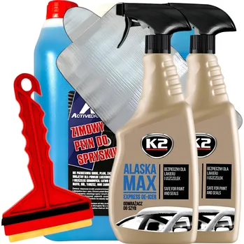 Směs do ostřikovače ZIMNÍ SADA: KAPALINA DO OSTŘIKOVAČŮ 5L + ODMRAZOVAČ OKEN, ŠKRABKA A PODLOŽKA