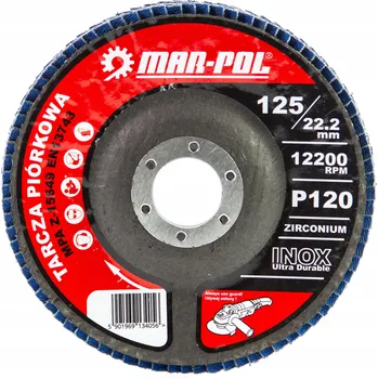 Brusný kotouč BRUSNÝ KOTOUČ LAMELOVÝ KOTOUČ S VĚJÍŘOVITÝM USPOŘÁDÁNÍM LAMEL PRO INOX 125MM P120 x10