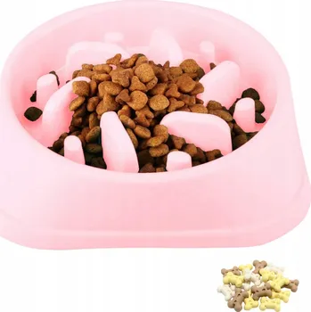 Miska pro psa Misky zpomalující jedení z plastu MM růžová 0,6 l