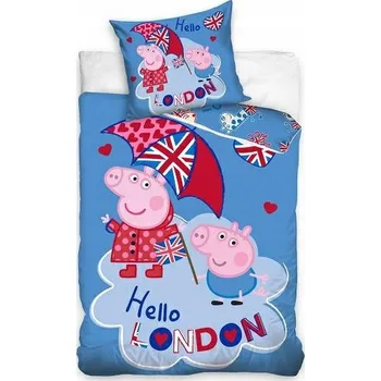 Povlečení Sada povlečení 140 x 200 cm prasátko Pepa V LONDÝNĚ